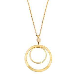 Lele Sadoughi Orbit Hoop Circle Pendant Necklace Pavé Crystal White Gold Rings